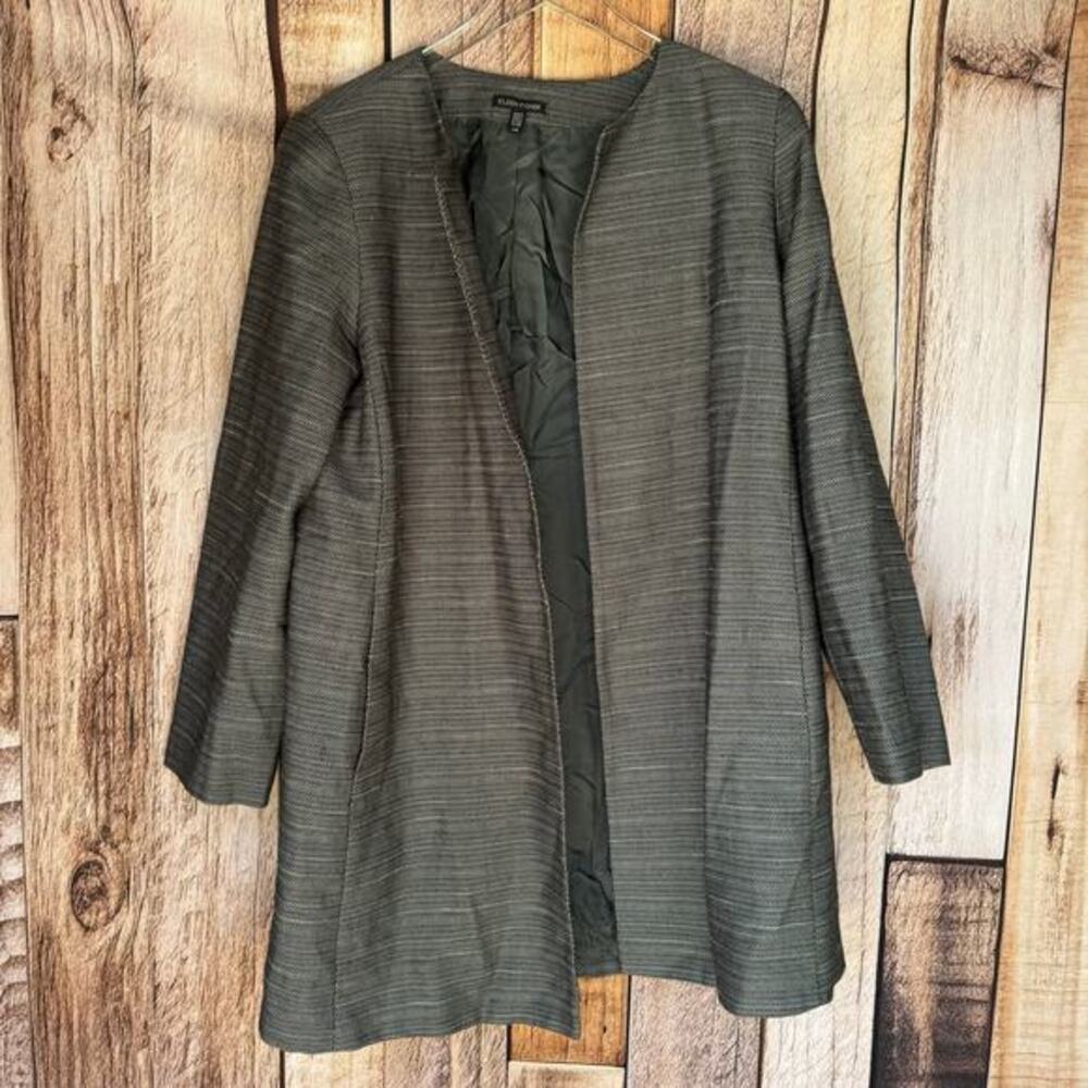 Eileen‎ Fisher Jacket Open Front Herringbone Minimalist Capsule Classic Large